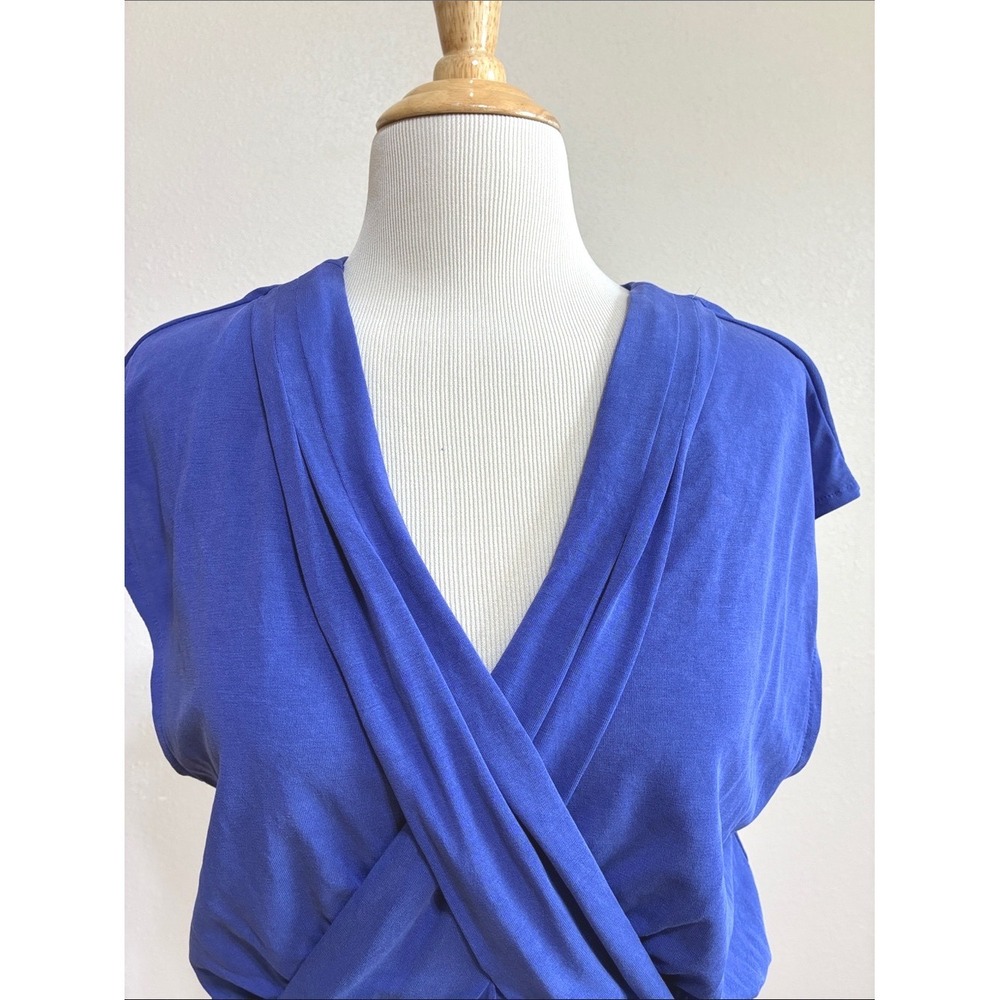 Free People XS Vibrant Cobalt Cupro Crisscross Front Mini Dress Vneck - Picture 5 of 10